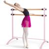 imageGoplus 4FT Portable Ballet Barre 46 Freestanding Adjustable Double Ballet Bar for Stretch Ballet Dance Home Gym School Balance Training Barre for Adults Youth Toddler KidsPink