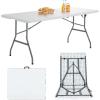 imageGoplus 6ft Folding Table Indoor Outdoor Foldable Plastic Folding Tables HeavyDuty Rectangular Fold Up Table wHandle Portable Utility Card Table for Picnic Party Dining Camping Beach White