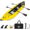 imageGoplus Inflatable Kayak 2Person Kayak Set for Adults with 507 LBS Weight Capacity 2 Aluminium Oars EVA Padded Seat 2 Fins Hand Pump Carry Bag Repair Kit Portable Touring KayaksYellow