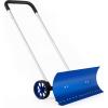 imageGoplus Snow Shovel with Wheels HeavyDuty Aluminium Snow Pusher w 375 AngleAdaptive Blade 90 Height Adjustable UShaped Handle Ergonomic Snow Plow Shovel for Doorway ampamp Sidewalk