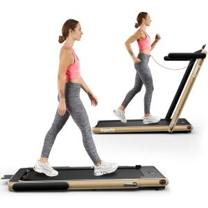 imageGoplus 1100W Folding Treadmill Electric Motorized Power Fitness Running Machine wSupportChampagne