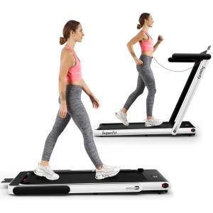 imageGoplus 1100W Folding Treadmill Electric Motorized Power Fitness Running Machine wSupportWhite