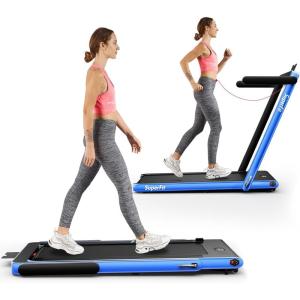 imageGoplus 2 in 1 Folding Treadmill 225HP Superfit Under Desk Electric Treadmill InstallationFree with Remote Control APP Control and LED Display Walking Jogging for Home OfficeBlue