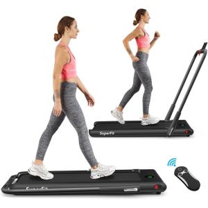 imageGoplus 2 in 1 Folding Treadmill 225HP Under Desk Electric Superfit Treadmill InstallationFree with APP Control Remote Control Bluetooth Speaker LED Display Walking for HomeBlack
