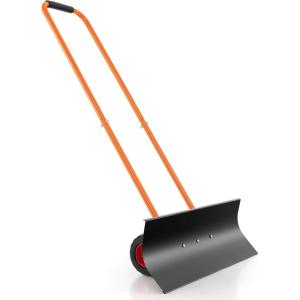 imageGoplus 30 in Snow Shovel for Driveway with Wheels Snow Plow Shovel Rolling wErgonomic Adjustable Height for Snow Removal Clear Snow Pusher for Garden Pavement