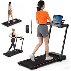 imageGoplus 3in1 Treadmill with Large Desk 25HP Folding Electric Treadmills LED Display Remote Control Blue Tooth Speakers Walking Jogging Machine for HomeOffice UseBlack
