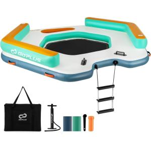 imageGoplus Inflatable Floating Dock 87FT x 87FT Inflatable Dock Platform wDetachable Ladder Carry Bag Water Mat Floating Platform Island Raft for Lake Beach Pool