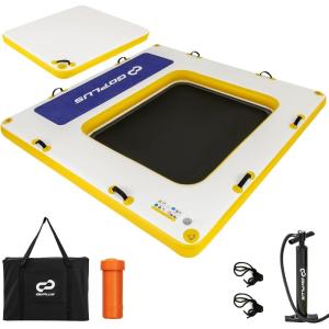 imageGoplus Inflatable Floating Dock 8FT x 8FT x 65 Inch Thick Swim Dock Platform wMesh Swim Area NonSlip Pad Portable Bag Portable Bag Water Mat Raft for Lake Beach River Pool