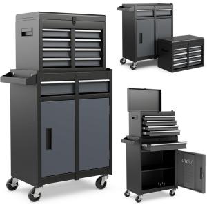 imageGoplus Rolling Tool Chest 5Drawer Tool Box Organizer wLockable Wheels ampamp Sliding Drawers ampamp Detachable Top ampamp Adjustable Shelf Tool Storage Cabinet for Garage WorkshopGrayGray
