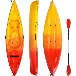 imageGoplus SitonTop Kayak 102ft Portable Recreational Kayak WDetachable Aluminum Paddle Backrest Bungee Storage 0ne Person Touring Drifting Fishing Kayaks Boat for Adults Lake River Sea