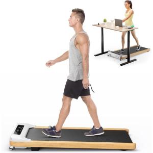 imageGoplus Walking Pad Wooden Under Desk Treadmill for Home and Office Portable Walking Pad Treadmill Under Desk with Remote Control 15 Preset Programs LED Display InstallationFree