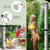 imageGoplus 10 Gallon Solar Heated Outdoor Shower 72 FT Freestanding Garden Pool Shower with Rotating Shower Head Temperature Adjustment ampamp Foot Shower for Outside Backyard Beach SilverSilver