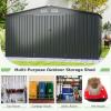 imageGoplus 12 x 98 FT Outdoor Storage Shed AllWeather ampamp Rustproof Galvanized Metal Utility Tool Shed wLockable Door Pitched Roof Windows Backyard Lawn Garden Storage House for Bike Tool Lawnmower