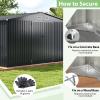 imageGoplus 12 x 98 FT Outdoor Storage Shed AllWeather ampamp Rustproof Galvanized Metal Utility Tool Shed wLockable Door Pitched Roof Windows Backyard Lawn Garden Storage House for Bike Tool Lawnmower