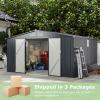 imageGoplus 12 x 98 FT Outdoor Storage Shed AllWeather ampamp Rustproof Galvanized Metal Utility Tool Shed wLockable Door Pitched Roof Windows Backyard Lawn Garden Storage House for Bike Tool Lawnmower