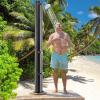 imageGoplus 159 Gallon Solar Heated Outdoor Shower 75 FT Freestanding Outdoor Shower with Shower Head and Foot Shower Tap for Outdoor Backyard Poolside Beach Pool Garden Black