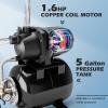 imageGoplus 16HP Shallow Well Pump with Pressure Tank 1000GPH5Gal Automatic Water Booster Jet Pump for Water Supply System Irrigation Water Pump for Home Garden ampamp Lawn 1200W BlueBlack