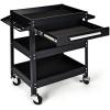 imageGoplus 3 Tier Rolling Tool Cart 330 LBS Capacity Heavy Duty Utility Cart Tool Organizer with Storage Drawer Industrial Commercial Service Tool Cart for Mechanics Garage Warehouse ampamp Repair ShopBlack
