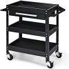 imageGoplus 3 Tier Rolling Tool Cart 330 LBS Capacity Heavy Duty Utility Cart Tool Organizer with Storage Drawer Industrial Commercial Service Tool Cart for Mechanics Garage Warehouse ampamp Repair ShopBlack