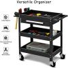 imageGoplus 3 Tier Rolling Tool Cart 330 LBS Capacity Heavy Duty Utility Cart Tool Organizer with Storage Drawer Industrial Commercial Service Tool Cart for Mechanics Garage Warehouse ampamp Repair ShopBlack