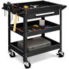imageGoplus 3 Tier Rolling Tool Cart 330 LBS Capacity Heavy Duty Utility Cart Tool Organizer with Storage Drawer Industrial Commercial Service Tool Cart for Mechanics Garage Warehouse ampamp Repair ShopBlack