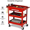 imageGoplus 3 Tier Rolling Tool Cart 330 LBS Capacity Heavy Duty Utility Cart Tool Organizer with Storage Drawer Industrial Commercial Service Tool Cart for Mechanics Garage Warehouse ampamp Repair ShopRed