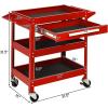 imageGoplus 3 Tier Rolling Tool Cart 330 LBS Capacity Heavy Duty Utility Cart Tool Organizer with Storage Drawer Industrial Commercial Service Tool Cart for Mechanics Garage Warehouse ampamp Repair ShopRed