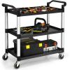 imageGoplus 3Tier Utility Cart HeavyDuty Service Cart wLockable Wheels ampamp Double Handles Sturdy Aluminum Structure 495 LBS Max Load Tool Cart for Office Kitchen Garage 405quot x 195quot x 385quot405 x 195 x 385