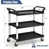 imageGoplus 3Tier Utility Cart HeavyDuty Service Cart wLockable Wheels ampamp Double Handles Sturdy Aluminum Structure 495 LBS Max Load Tool Cart for Office Kitchen Garage 405quot x 195quot x 385quot405 x 195 x 385
