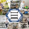 imageGoplus 3Tier Utility Cart HeavyDuty Service Cart wLockable Wheels ampamp Double Handles Sturdy Aluminum Structure 495 LBS Max Load Tool Cart for Office Kitchen Garage 405quot x 195quot x 385quot405 x 195 x 385