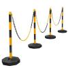 imageGoplus 4 Pack Delineator Post Cone with Fillable Base Traffic Cones Safety Cones for Parking Lot Construction Plastic Stanchion Chain Safety Barriers with 5Ft Link Chains White ampamp RedBlackYellow