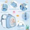 imageGoplus 4 Piece Kids Luggage Set 14 Carryon Hardside Spinner Luggage w 10 Backpack Neck Pillow Luggage Tag Toddler Travel Rolling Suitcase for Boy Girl Children Black PenguinBlue Mermaid