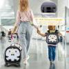 imageGoplus 4 Piece Kids Luggage Set 14 Carryon Hardside Spinner Luggage w 10 Backpack Neck Pillow Luggage Tag Toddler Travel Rolling Suitcase for Boy Girl Children Black PenguinBlack Penguin