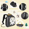 imageGoplus 4 Piece Kids Luggage Set 14 Carryon Hardside Spinner Luggage w 10 Backpack Neck Pillow Luggage Tag Toddler Travel Rolling Suitcase for Boy Girl Children Black PenguinBlack Penguin