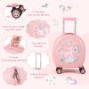 imageGoplus 4 Piece Kids Luggage Set 14 Carryon Hardside Spinner Luggage w 10 Backpack Neck Pillow Luggage Tag Toddler Travel Rolling Suitcase for Boy Girl Children Black PenguinPink Horse