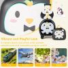 imageGoplus 4 Piece Kids Luggage Set 14 Carryon Hardside Spinner Luggage w 10 Backpack Neck Pillow Luggage Tag Toddler Travel Rolling Suitcase for Boy Girl Children Black PenguinBlack Penguin