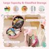 imageGoplus 4 Piece Kids Luggage Set 14 Carryon Hardside Spinner Luggage w 10 Backpack Neck Pillow Luggage Tag Toddler Travel Rolling Suitcase for Boy Girl Children Black PenguinPink Horse