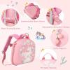 imageGoplus 4 Piece Kids Luggage Set 14 Carryon Hardside Spinner Luggage w 10 Backpack Neck Pillow Luggage Tag Toddler Travel Rolling Suitcase for Boy Girl Children Black PenguinPink Horse