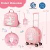 imageGoplus 4 Piece Kids Luggage Set 14 Carryon Hardside Spinner Luggage w 10 Backpack Neck Pillow Luggage Tag Toddler Travel Rolling Suitcase for Boy Girl Children Black PenguinPink Horse