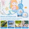 imageGoplus 4 Piece Kids Luggage Set 14 Carryon Hardside Spinner Luggage w 10 Backpack Neck Pillow Luggage Tag Toddler Travel Rolling Suitcase for Boy Girl Children Black PenguinBlue Mermaid