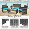 imageGoplus 4Piece Rattan Patio Furniture Set Outdoor Wicker Conversation Sofa with Weather Resistant Cushions and Tempered Glass Tabletop for Lawn Backyard Pool Garden WhiteBlack WickerTurquoise