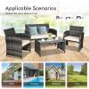 imageGoplus 4Piece Rattan Patio Furniture Set Outdoor Wicker Conversation Sofa with Weather Resistant Cushions and Tempered Glass Tabletop for Lawn Backyard Pool Garden WhiteBlack WickerBeige