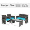 imageGoplus 4Piece Rattan Patio Furniture Set Outdoor Wicker Conversation Sofa with Weather Resistant Cushions and Tempered Glass Tabletop for Lawn Backyard Pool Garden WhiteBlack WickerTurquoise