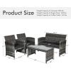 imageGoplus 4Piece Rattan Patio Furniture Set Outdoor Wicker Conversation Sofa with Weather Resistant Cushions and Tempered Glass Tabletop for Lawn Backyard Pool Garden WhiteBlack WickerBlack