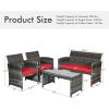 imageGoplus 4Piece Rattan Patio Furniture Set Outdoor Wicker Conversation Sofa with Weather Resistant Cushions and Tempered Glass Tabletop for Lawn Backyard Pool Garden WhiteBlack WickerRed