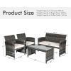 imageGoplus 4Piece Rattan Patio Furniture Set Outdoor Wicker Conversation Sofa with Weather Resistant Cushions and Tempered Glass Tabletop for Lawn Backyard Pool Garden WhiteBlack WickerBeige