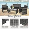 imageGoplus 4Piece Rattan Patio Furniture Set Outdoor Wicker Conversation Sofa with Weather Resistant Cushions and Tempered Glass Tabletop for Lawn Backyard Pool Garden WhiteBlack WickerBlack