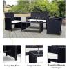 imageGoplus 4Piece Rattan Patio Furniture Set Outdoor Wicker Conversation Sofa with Weather Resistant Cushions and Tempered Glass Tabletop for Lawn Backyard Pool Garden WhiteBlack WickerWhiteblack Wicker