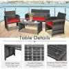 imageGoplus 4Piece Rattan Patio Furniture Set Outdoor Wicker Conversation Sofa with Weather Resistant Cushions and Tempered Glass Tabletop for Lawn Backyard Pool Garden WhiteBlack WickerRed
