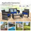 imageGoplus 4Piece Rattan Patio Furniture Set Outdoor Wicker Conversation Sofa with Weather Resistant Cushions and Tempered Glass Tabletop for Lawn Backyard Pool Garden WhiteBlack WickerBlue